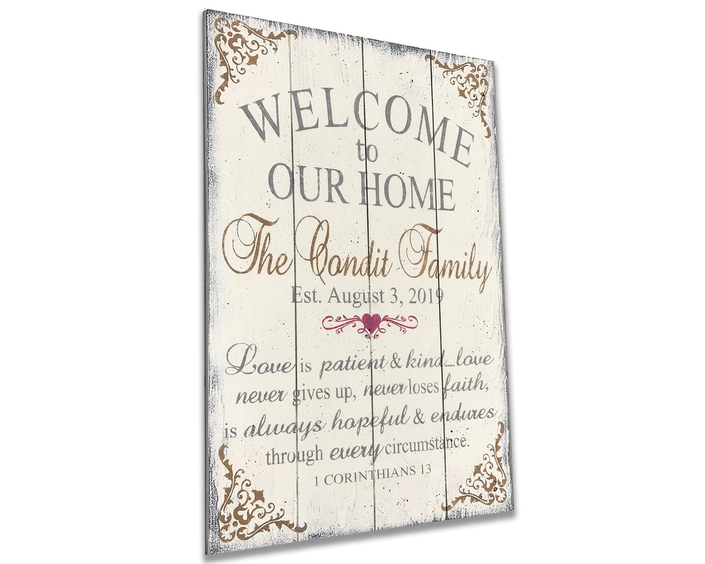 Welcome To Our Home Love Is Patient Personalized Name Sign