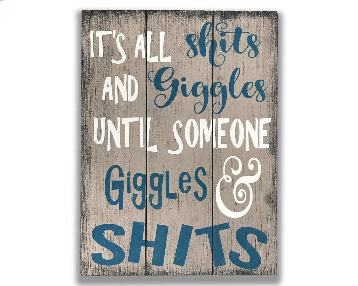 Bathroom Sign Wall Decor It's All Giggles Funny Wood Sign