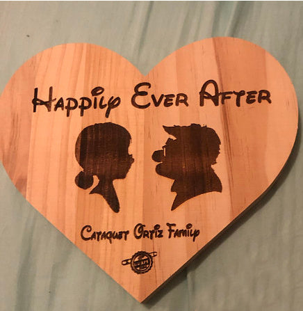 Up With Love! Ellie and Carl Inspired Wooden Heart Love Plaque - Personalized Family Name/Est Date