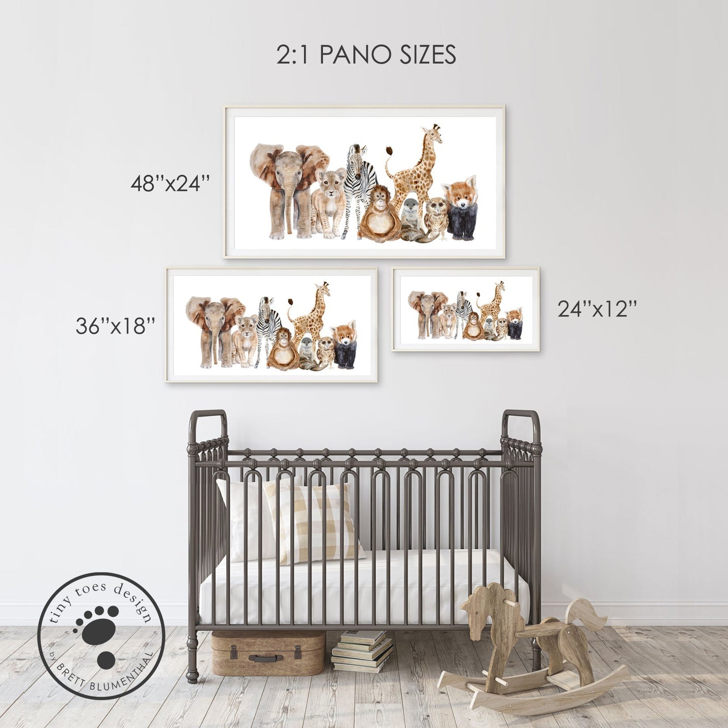 Woodland Animal Nursery Decor - Panoramic Baby Room Print