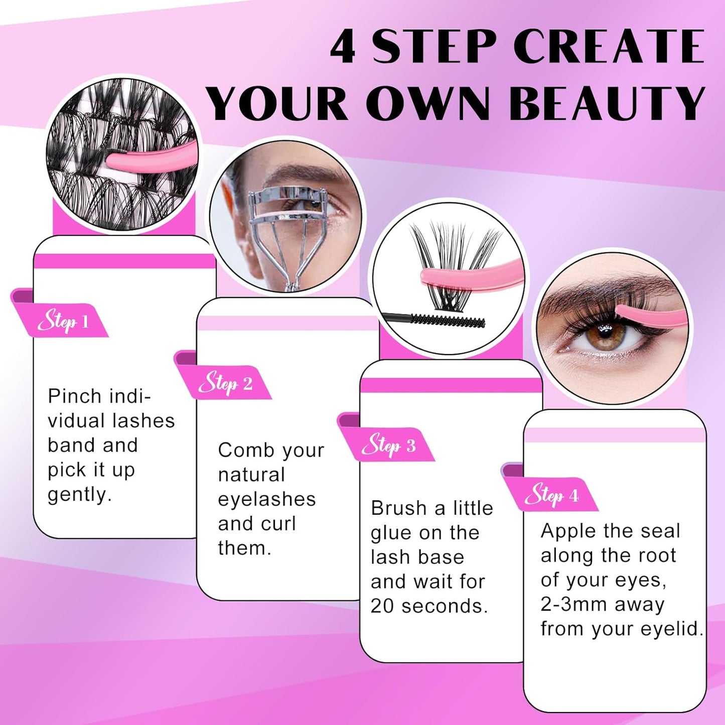 B&amp;Q Lash Extension Kit for Beginners 280pcs Eyelash Extension Kit 40D+50D 9-16 Mixed Lash Clusters Kit D Curl Lash Kit with Lash Bond and Seal Individual Lashes Kit DIY (KIT,40D+50D-D-9-16MIX)