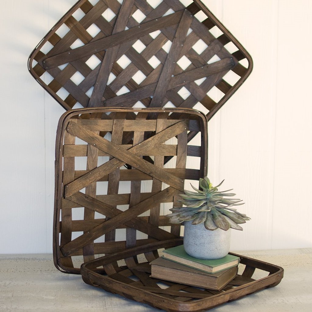 Square Split Wood Tobacco Baskets