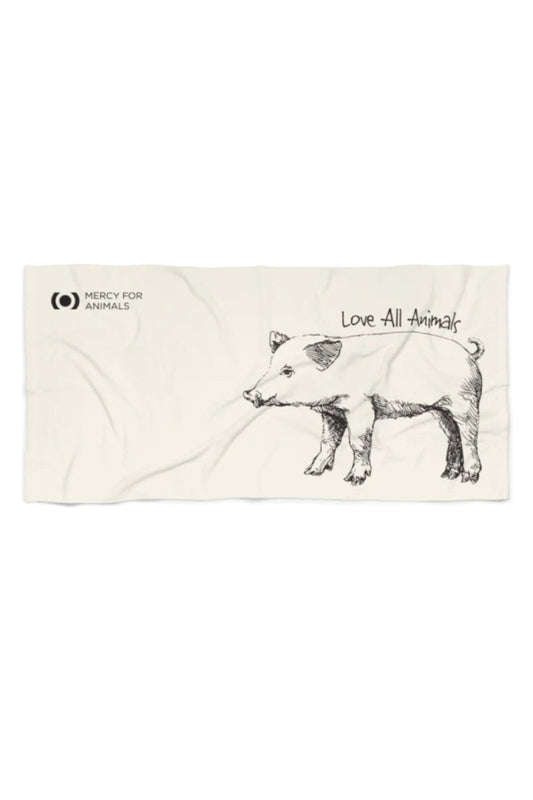 ‘Love All Animals’ Beach Towel, Piglet