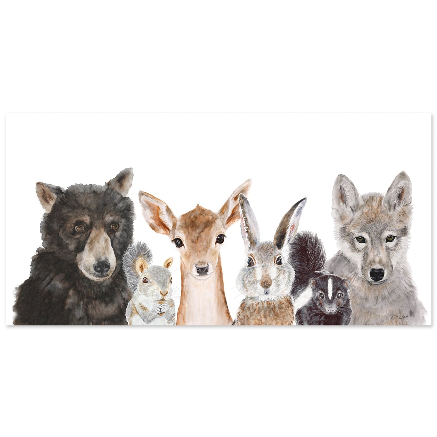 Woodland Baby Animal Group - Panoramic Nursery Decor