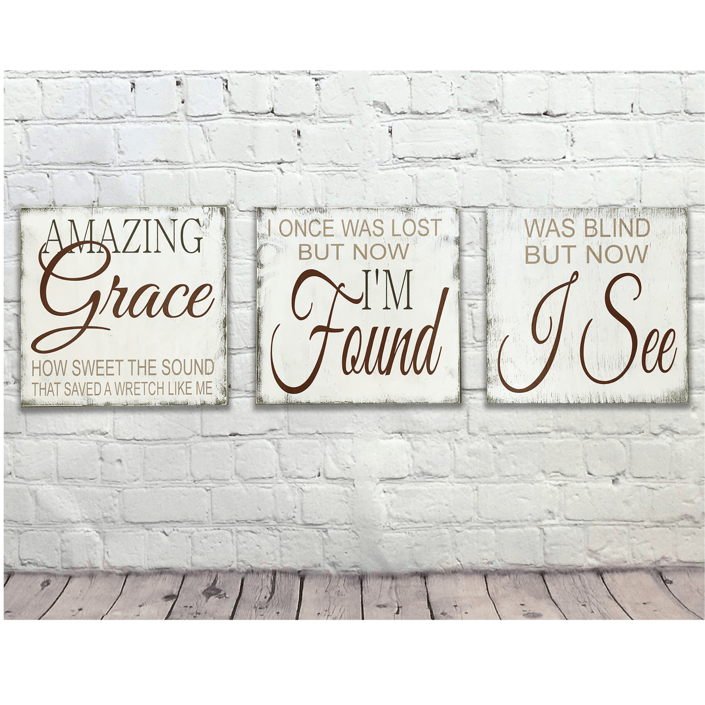 Amazing Grace 3 pc Wood Set Christian Wall Decor