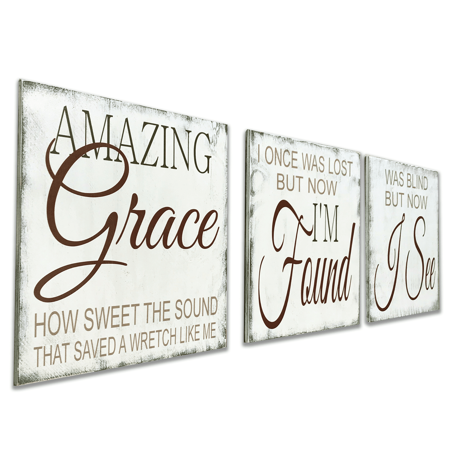 Amazing Grace 3 pc Wood Set Christian Wall Decor