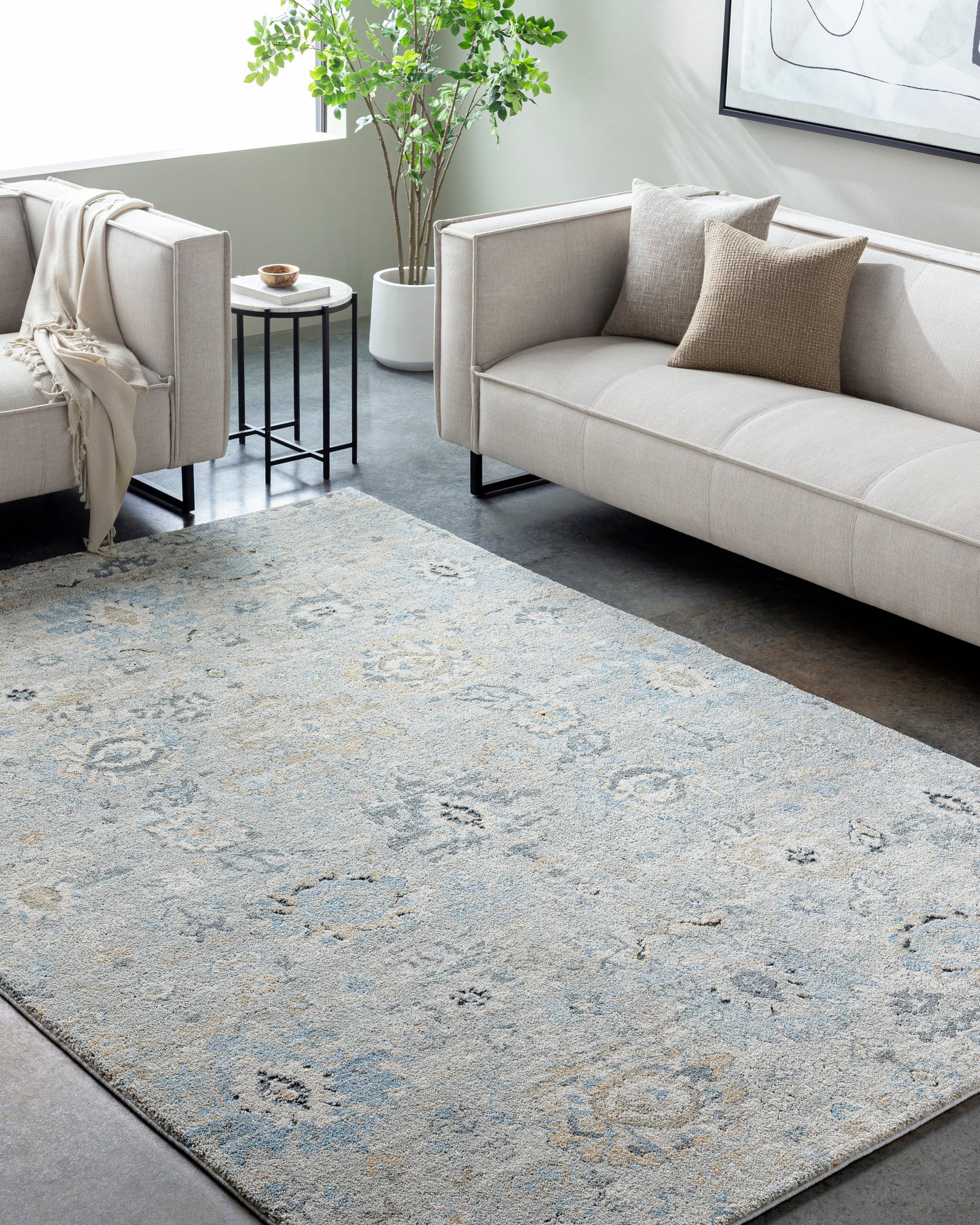Avellino AVL-2308 Rug-  Beige, Blue, Gray