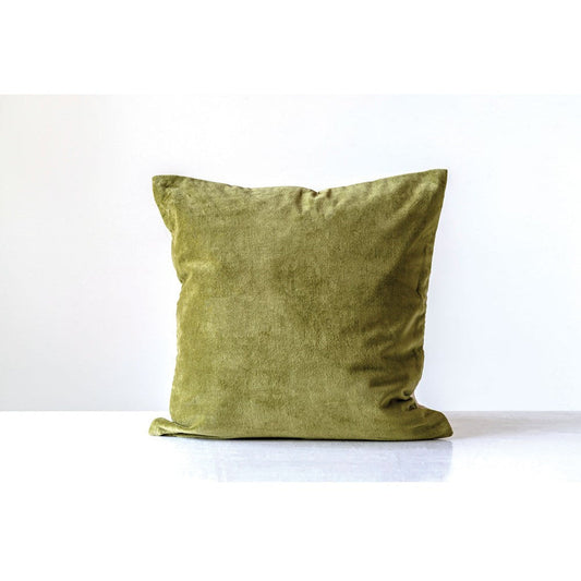20" Velvet Pillow, Green