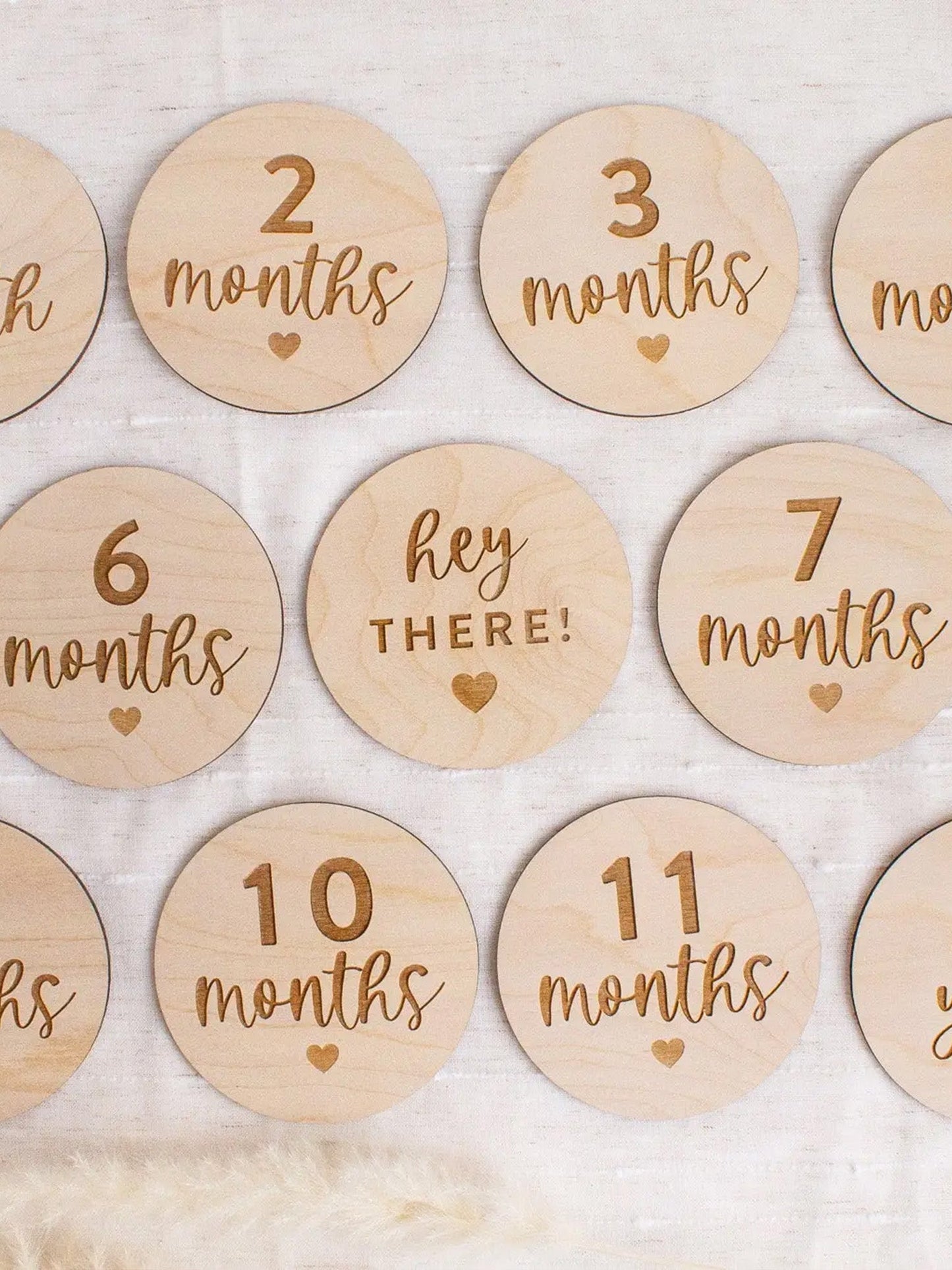 Baby Wooden Hearts Milestone Cards