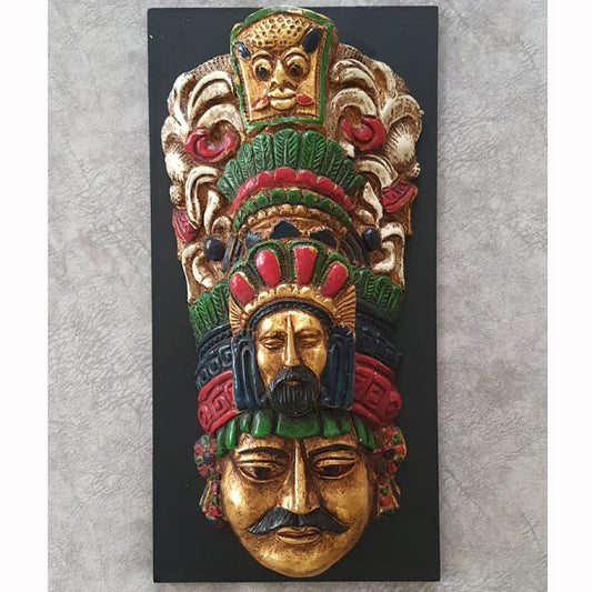 Wooden Face Mask Gold Finish - Wall Hanging - Wall Decor